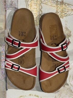 Birki's Birkenstock Red / White Sandals Size 38(7.5) Women's Pristine Condition